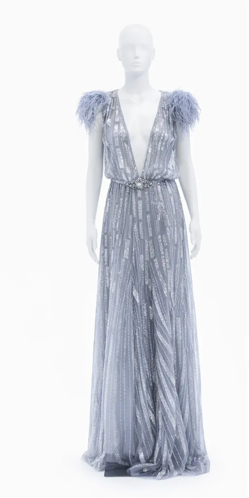 Reem Acra Lavender Evening Beaded Jumpsuit