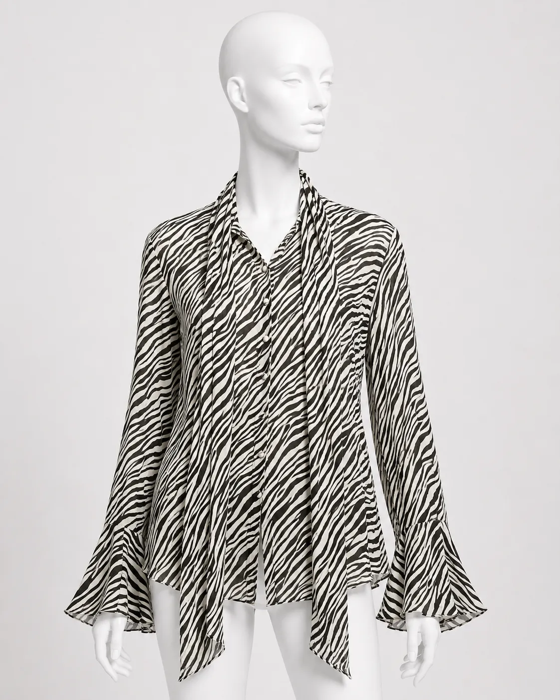 Palomo Spain Zebra Print Unisex Scarf Blouse
