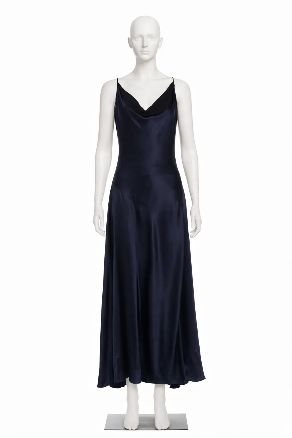 Les Copains Navy Silk Bias-Cut Dress with Low Back 