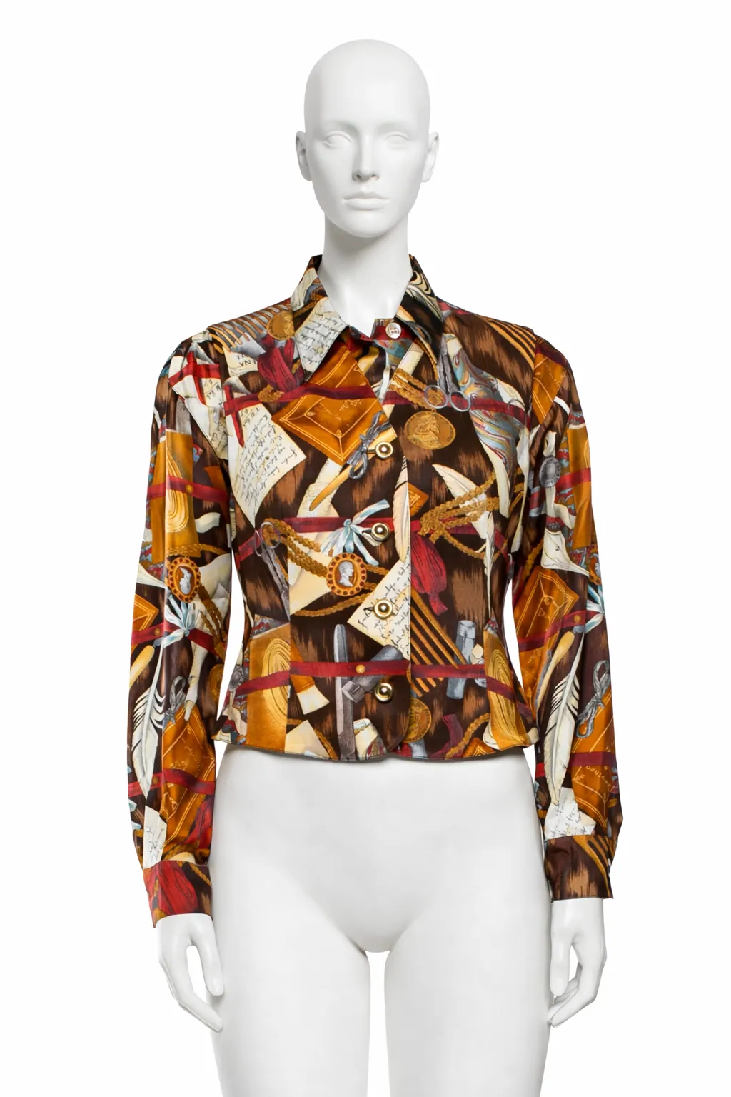 Late 80's Escada Equestrian Print Vest and Shirt Set 