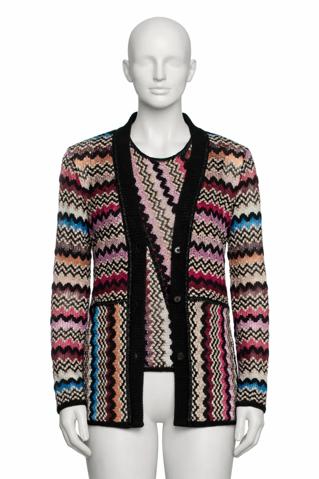 Missoni Multicolor Zigzag Knit Cardigan + Matching Tank Set