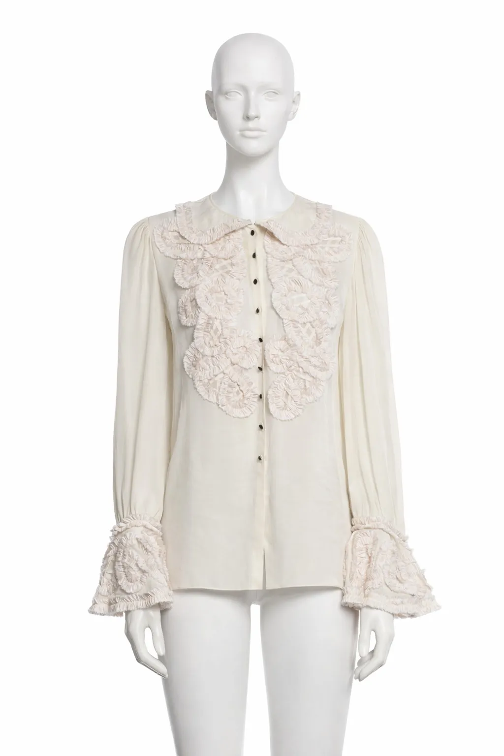 Oscar de la Renta Spring 2006 Scalloped Ruffle Silk Blouse
