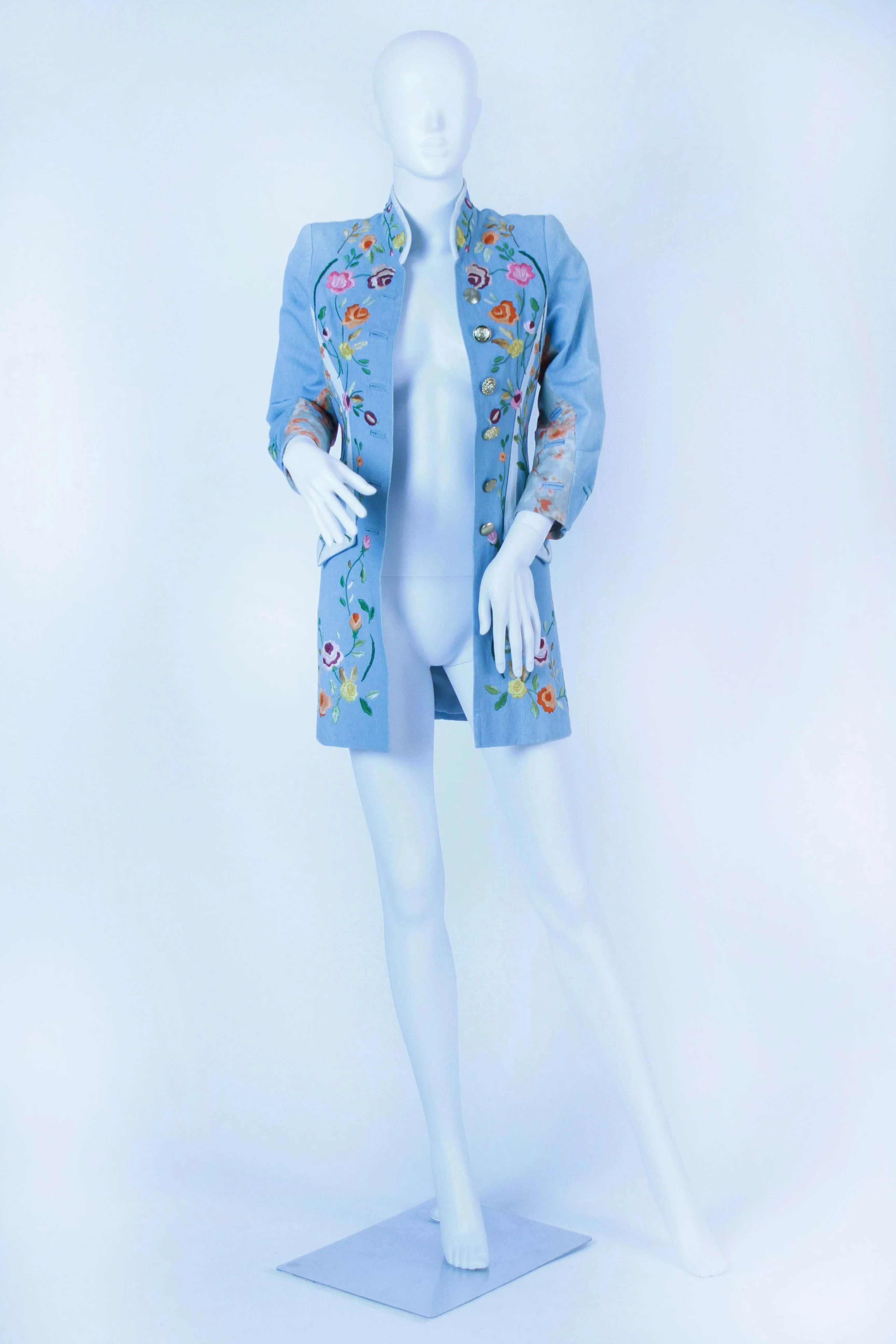 Jean Paul Gaultier Denim Embroidered Tails Coat