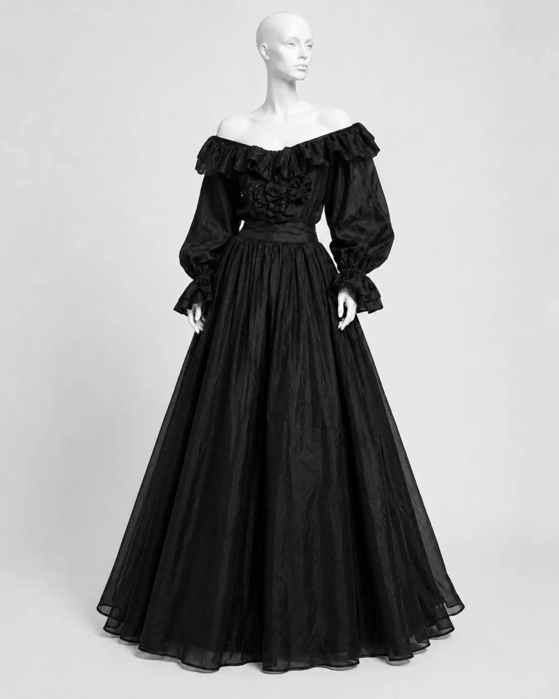 Catherine Regehr Black Silk Ruffle Skirt Ensemble