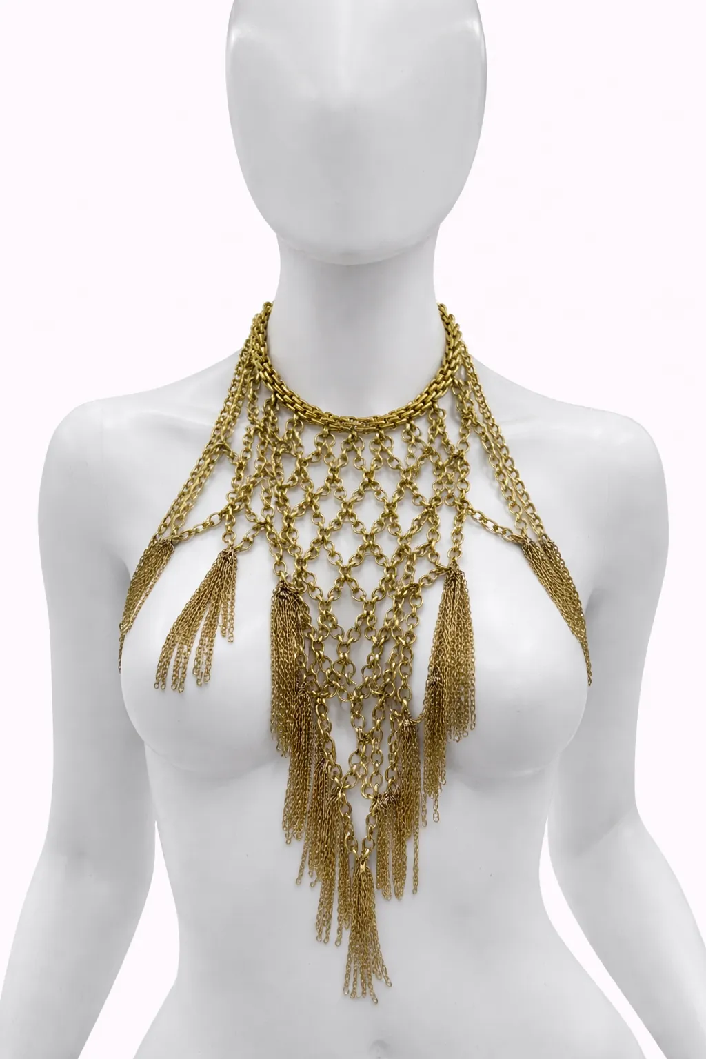 Vintage Gold-Tone Chain Fringe Body Necklace