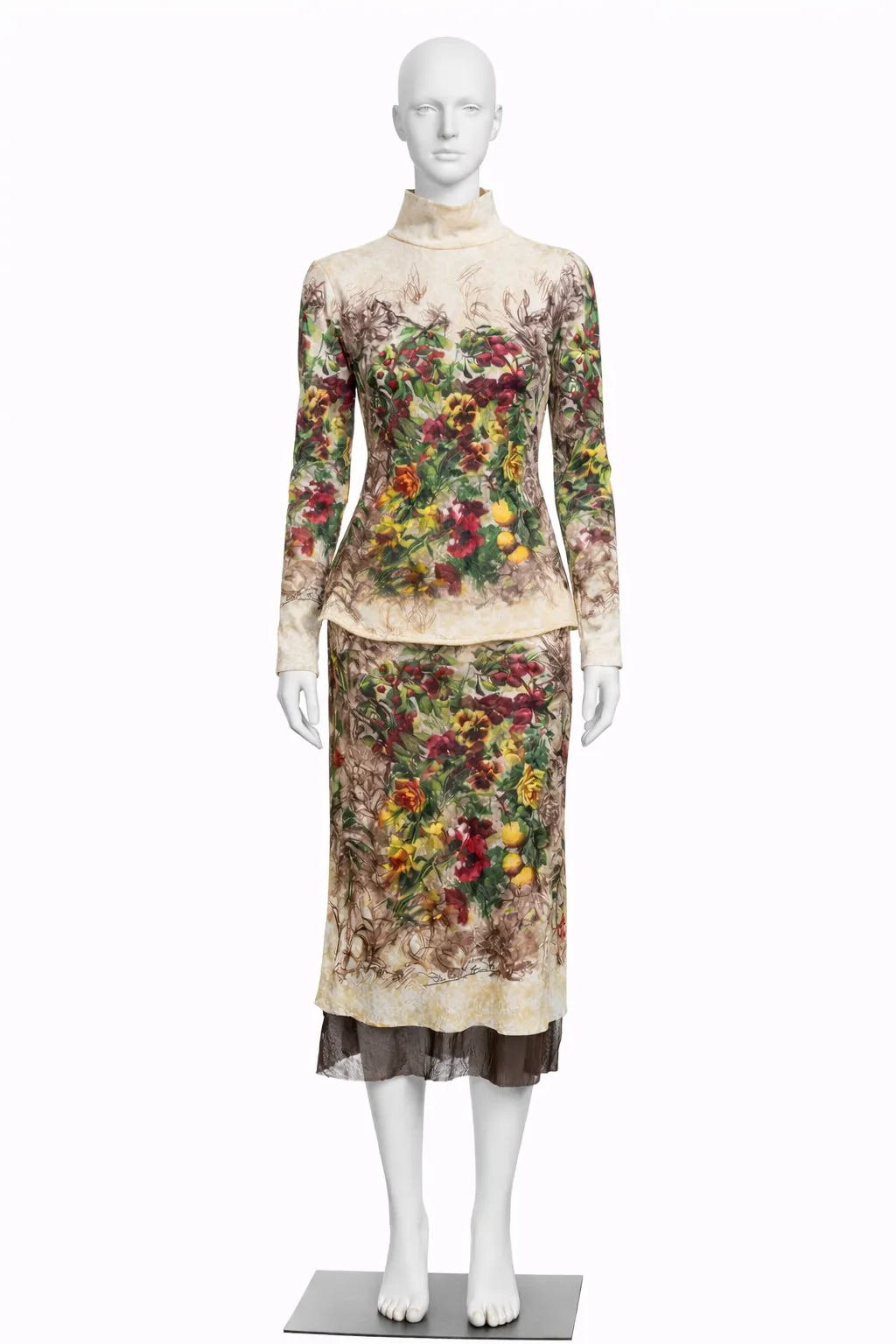 Jean Paul Gaultier SS 1999 Botanical Print Skirt Ensemble 