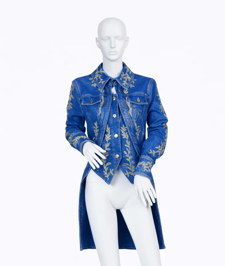 Moschino Denim Embroidered Tails Coat