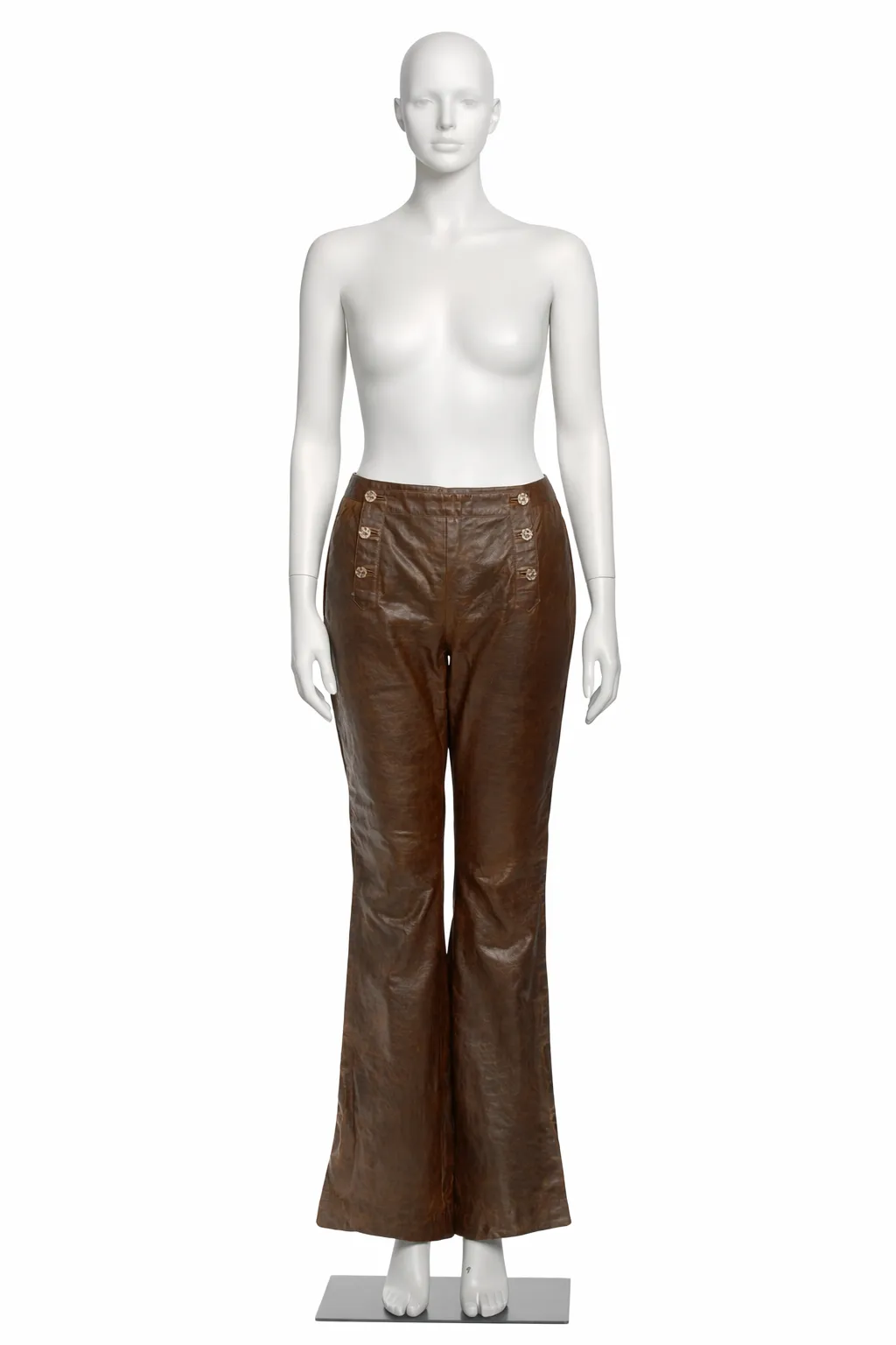 John Galliano Fall 2001 Brown Leather Sailor Pants