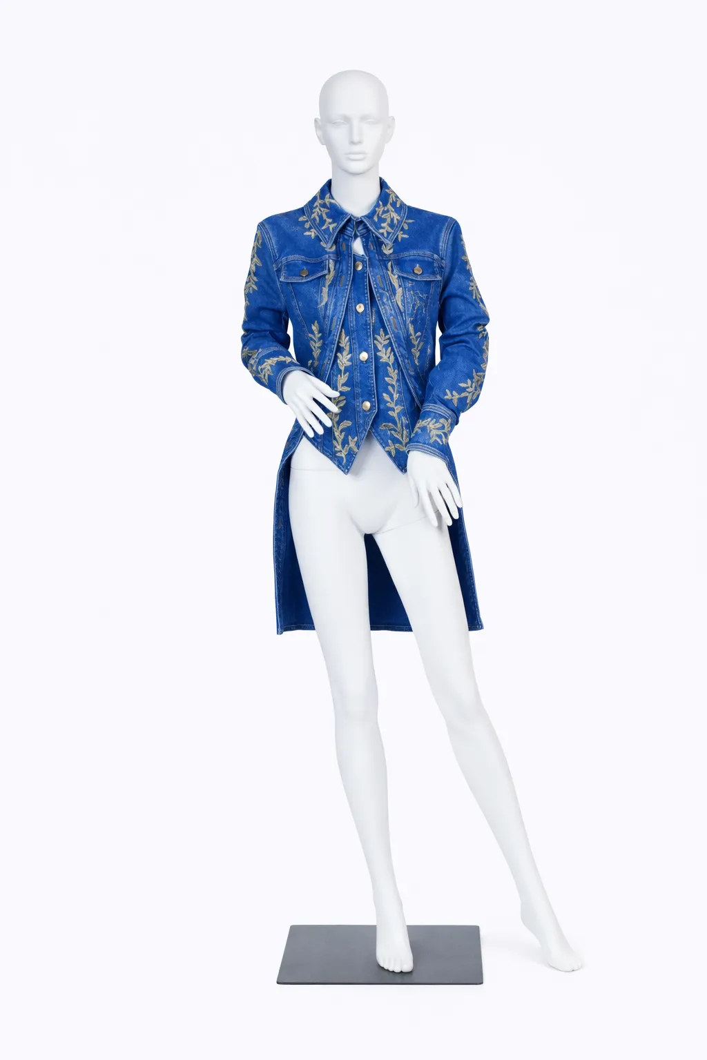 Moschino Denim Embroidered Tails Coat