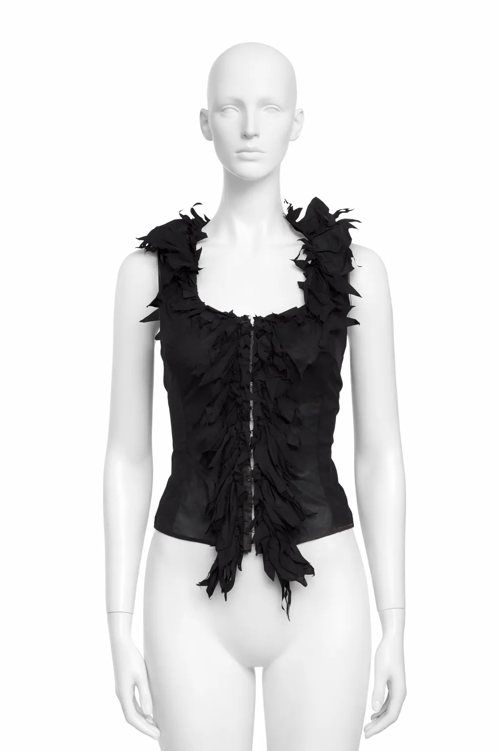 Anne Fontaine Spring Black Cut Ruffle Corset Vest
