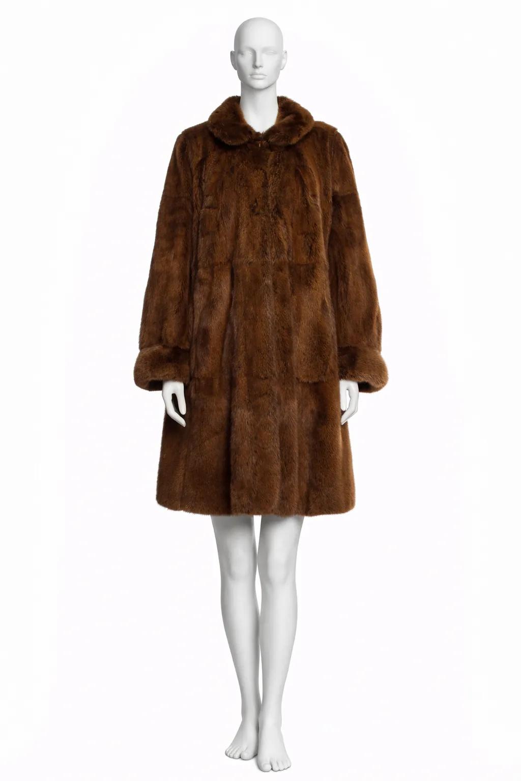 1960s–70s N.H. Rosenthal of Chicago Mahogany Mink Swing Coat — Excellent Condition