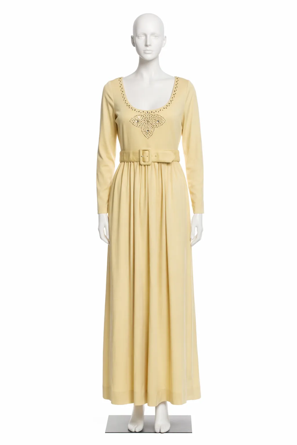 Victor Costa 1970's Long Sleeved Yellow Dress 
