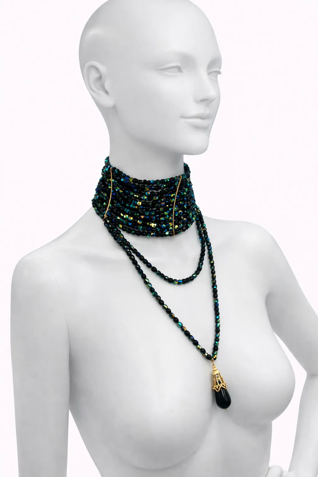 Victorian Dior black Crystal Bead Choker 