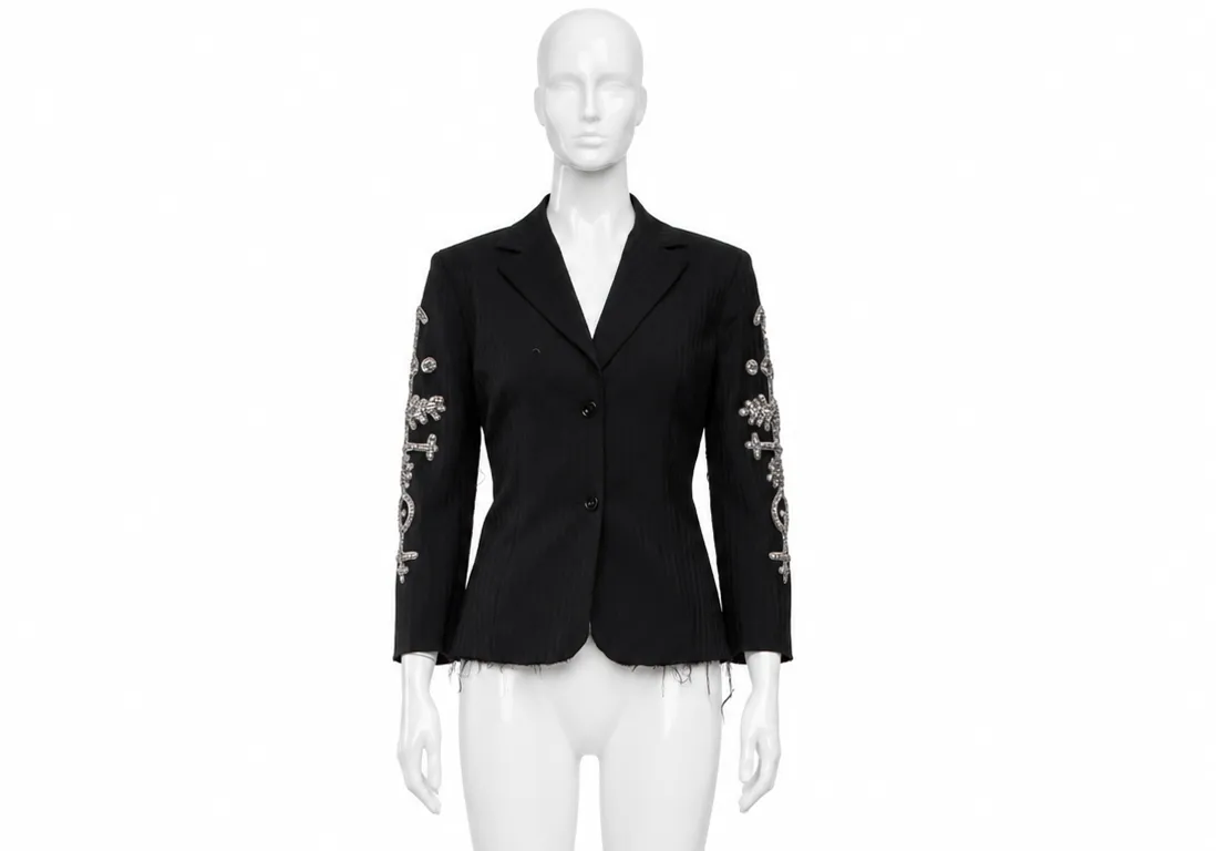 Libertine Spring 2014 Crystal-Embellished Black Pinstripe Blazer