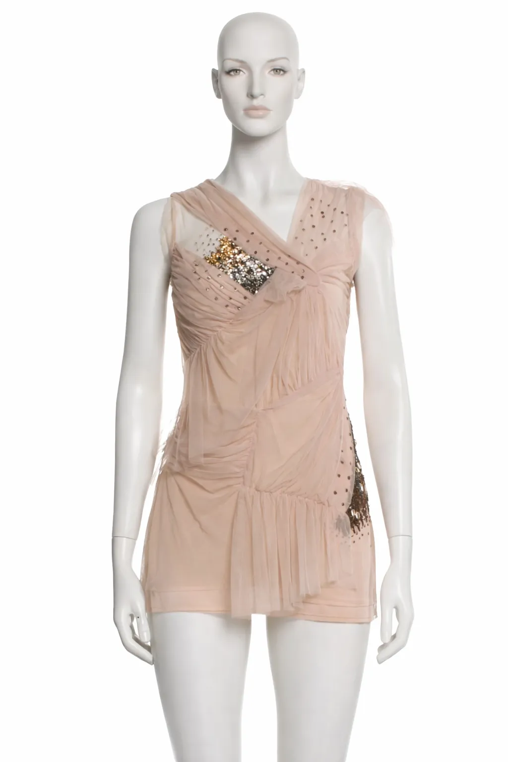 Valentino “T-Shirt Couture” blush draped embellished top, circa Spring 2010 