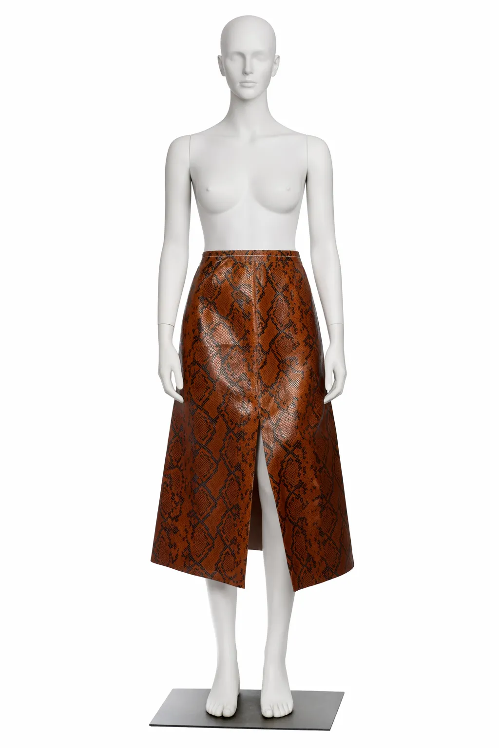 Dries Van Noten Leather Snake Print A-line Skirt Fall 2019 Collection