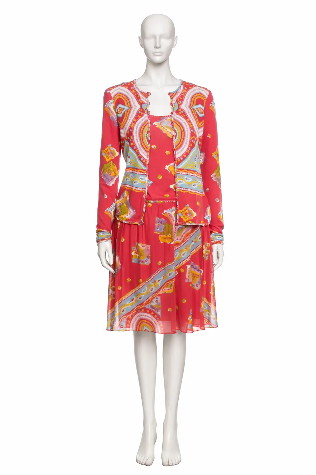 John Galliano Circa SS 2001 Silk Skirt & Cardigan Set