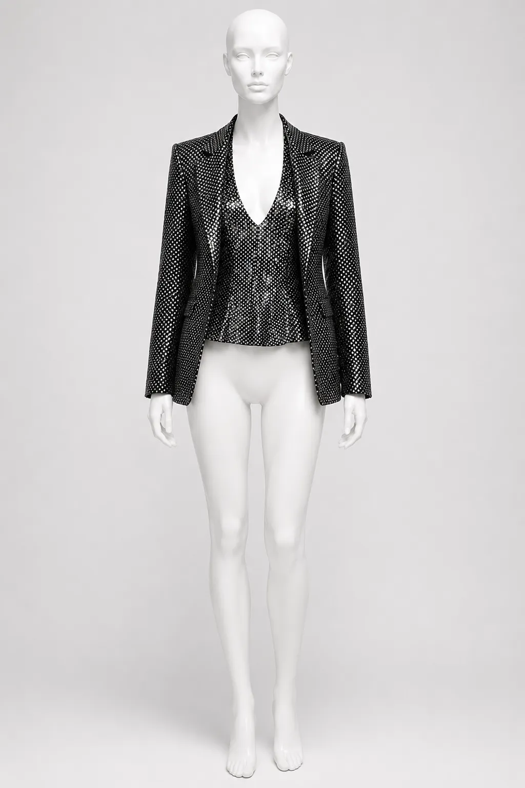 scada by Margaretha Ley Sequin Silk Jacket and Halter Top Set, circa 1990–1992