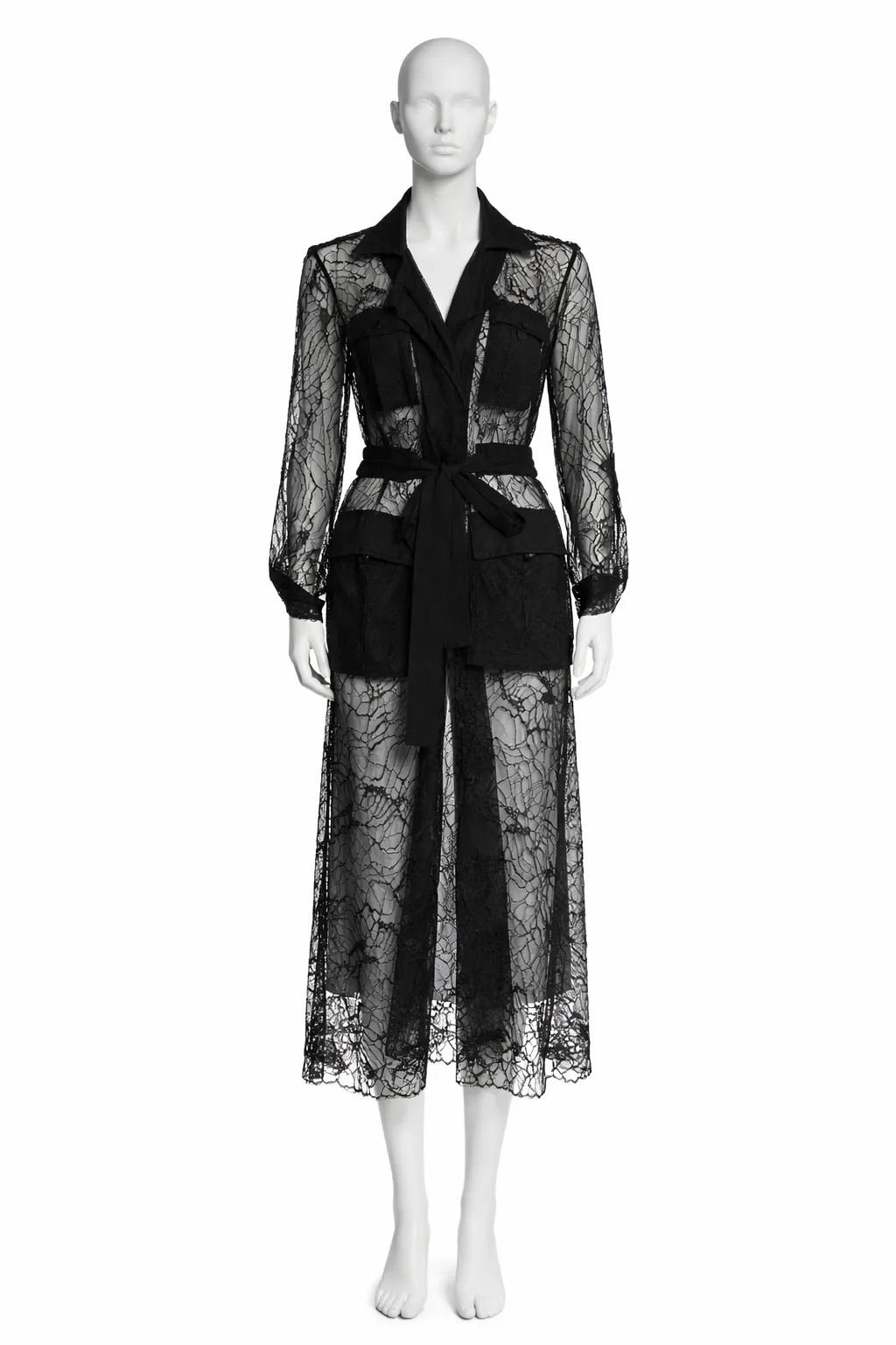 Black Lace Trench Coat