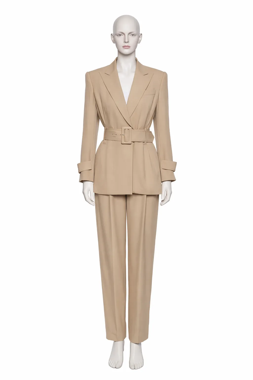 Richard Tyler 1990s Belted Silk Crepe Pantsuit