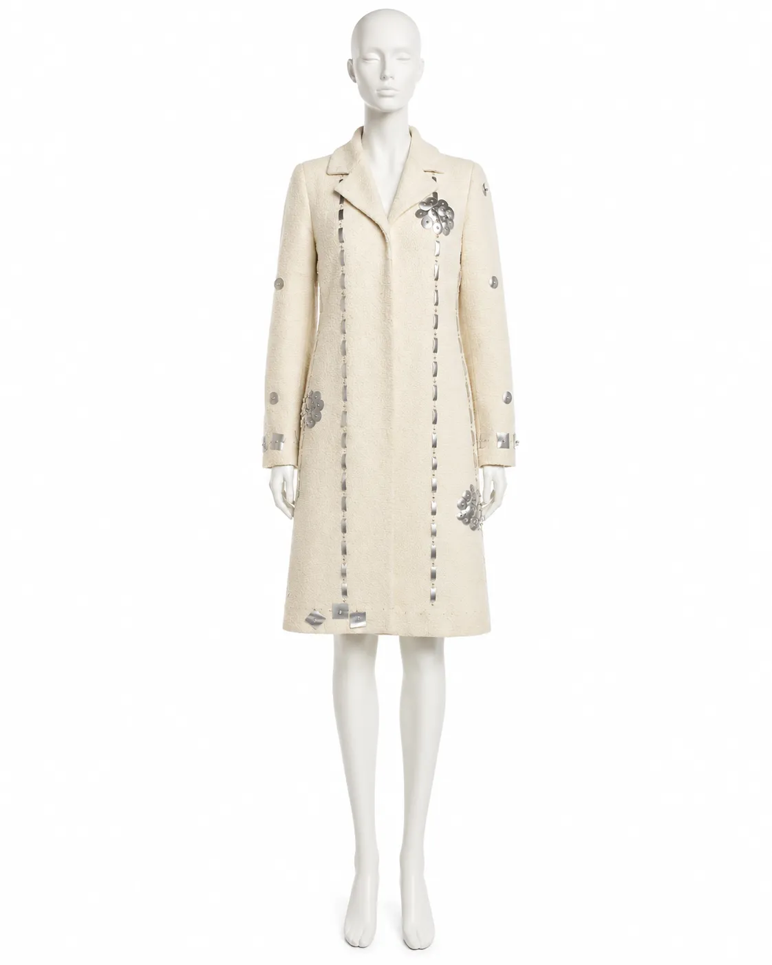 Chanel Ivory Embellished Textured Coat, Fall 2000