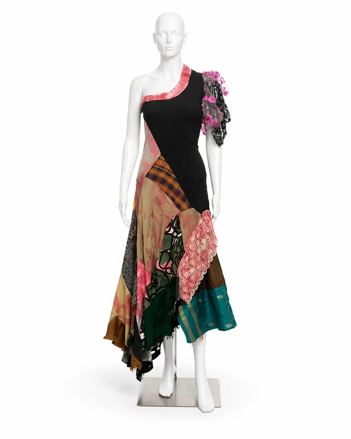 Miro Misljen Custom Patchwork One-Shoulder Dress