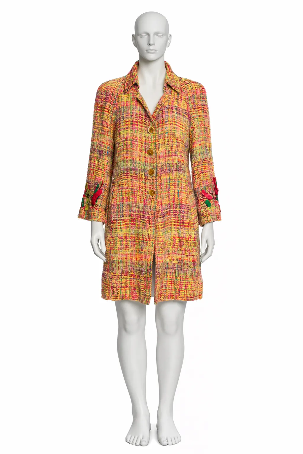 Early 1990s Christian Lacroix Multicolor Tweed Coat-Jacket with Tulle Lining