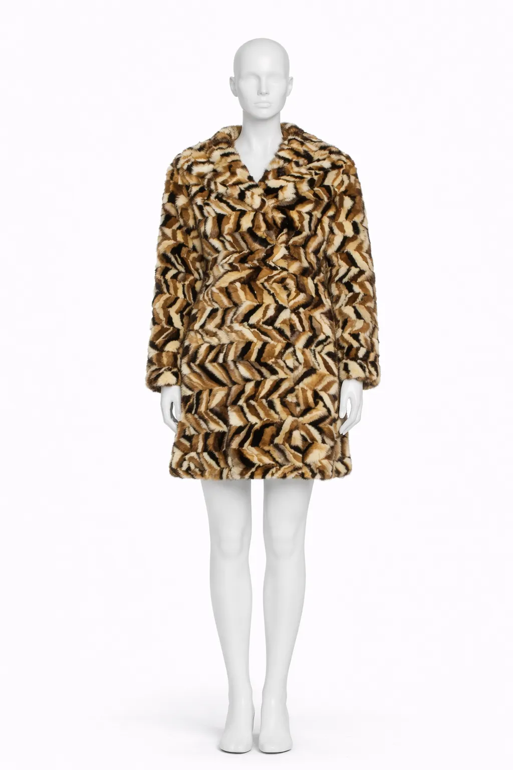 Voula Mitsakou 1960s–70s Chevron Intarsia Mink Coat