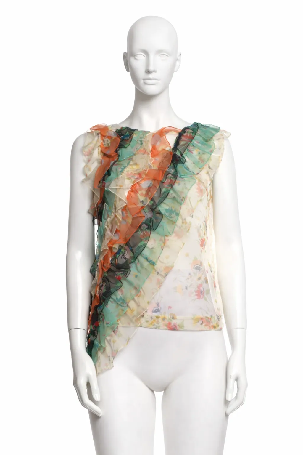 Christopher Kane S/S 2018 Ruffle Archive Floral Silk Blouse