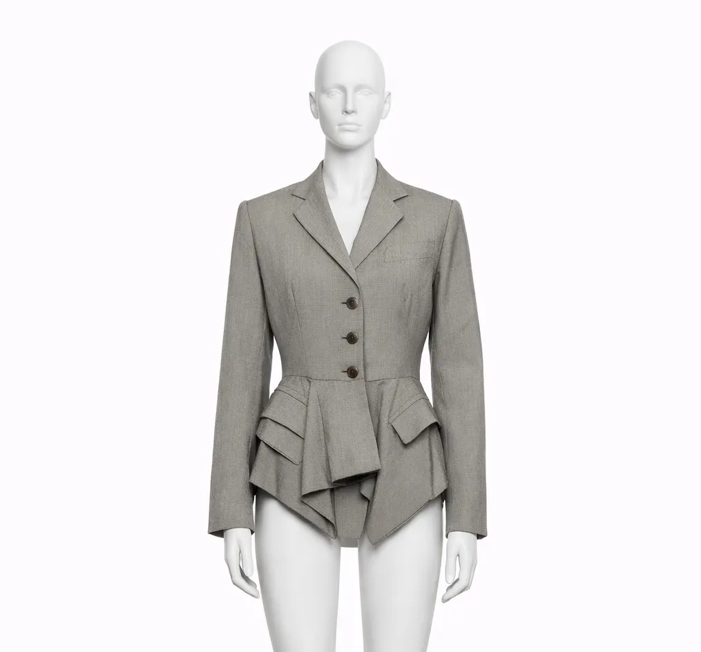 Late 1990's Jean Paul Gaultier Linen houndstooth Peplum jacket