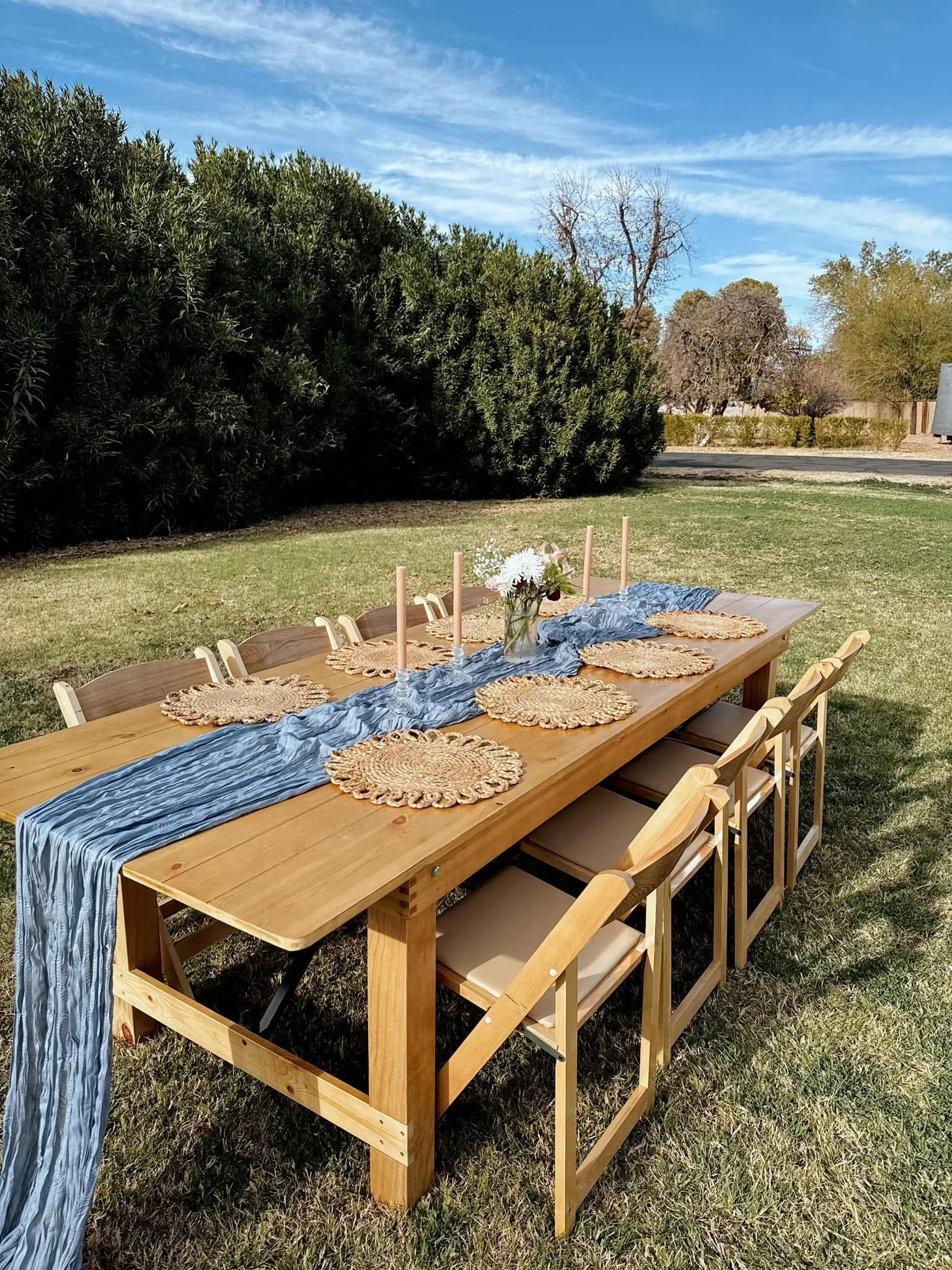 9' x 40" Natural Wooden Farmhouse Table