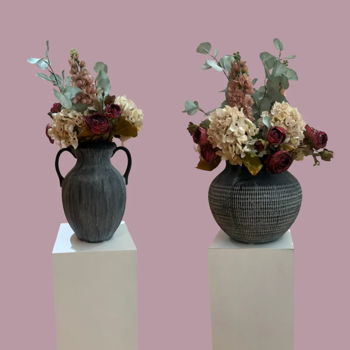 Black Textured Urn Vase