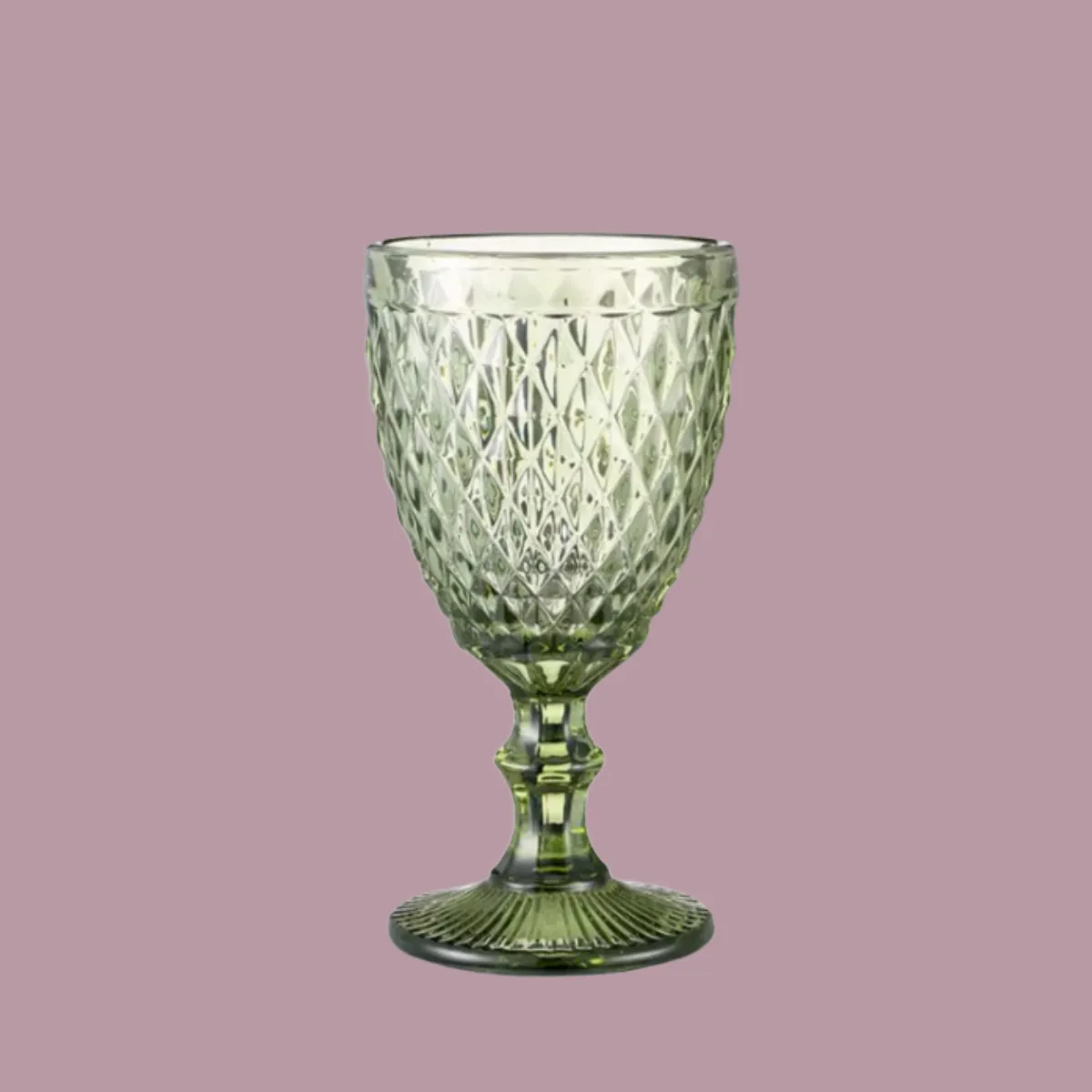 Emerald Diamond Cut Vintage Goblet Gasses