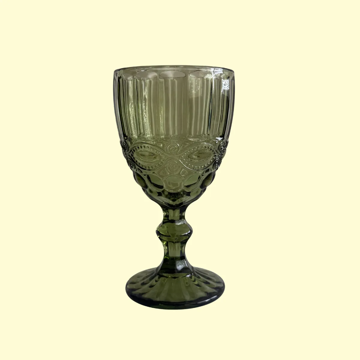 Emerald Embossed Green Goblet Glass