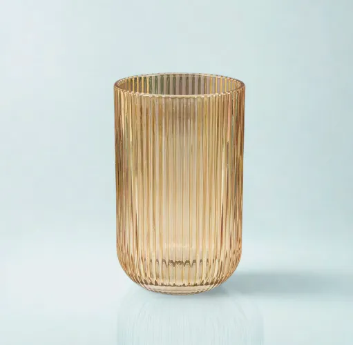 Amber Ribbed Waterglass