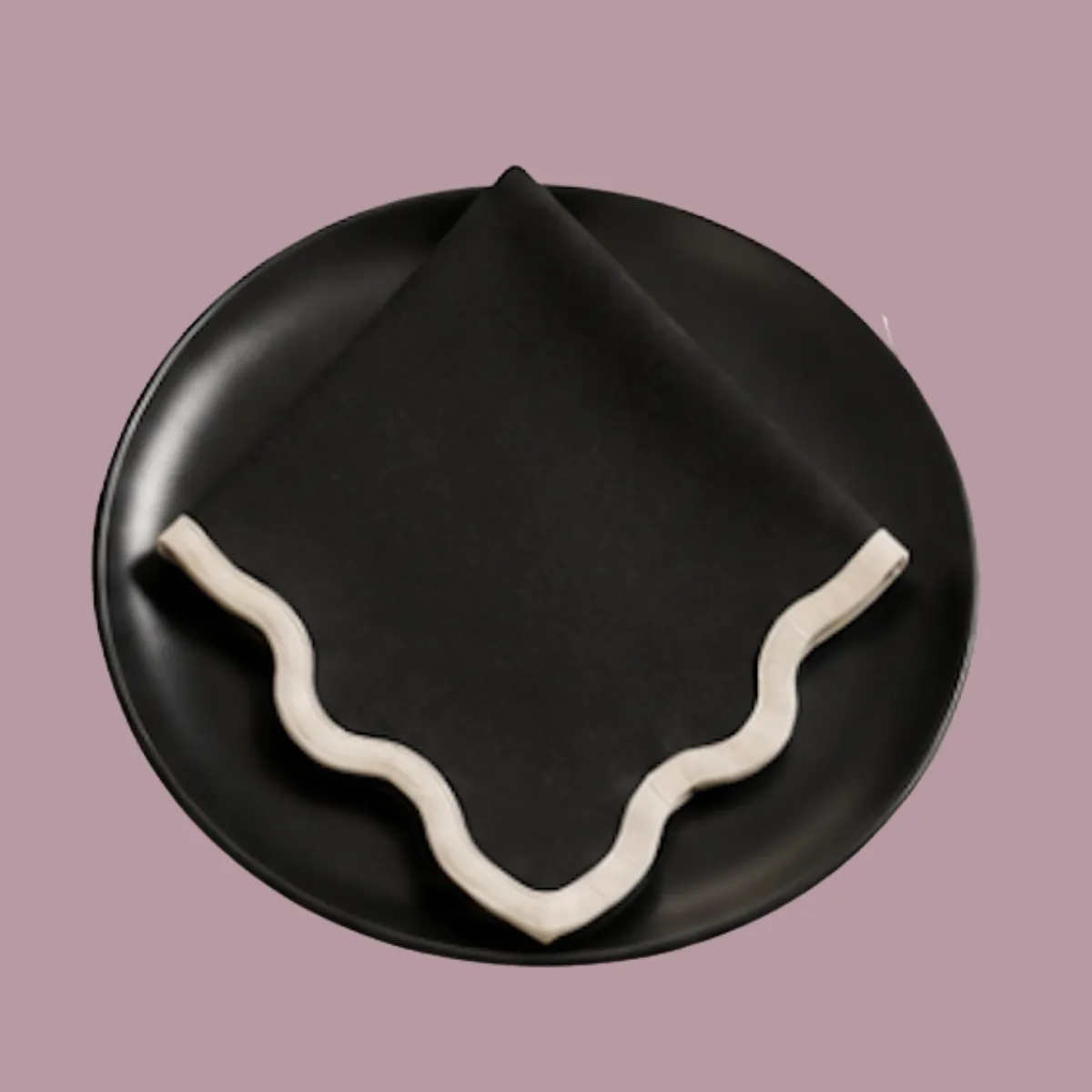 Black and White Scalloped Napkin