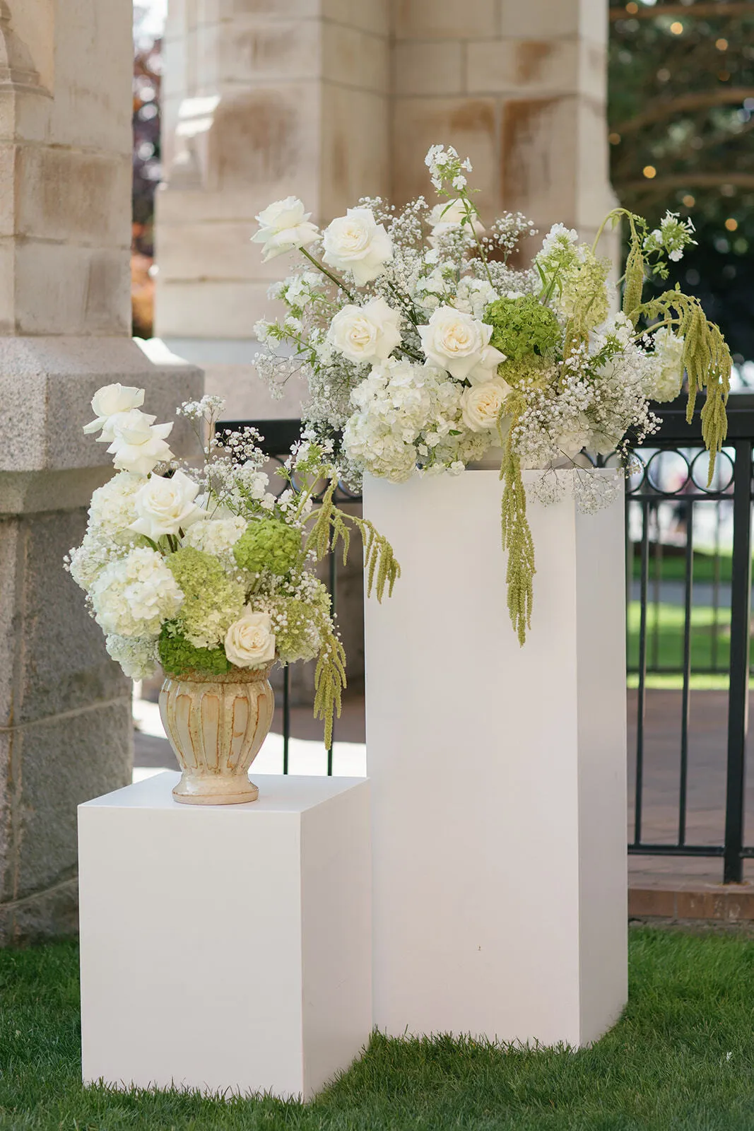 White Rectangular Wedding Ceremony Pillars