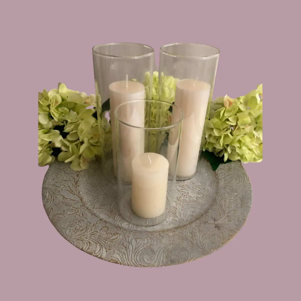 Hurricane Glass Vases of varied size  (Candles or Florals)