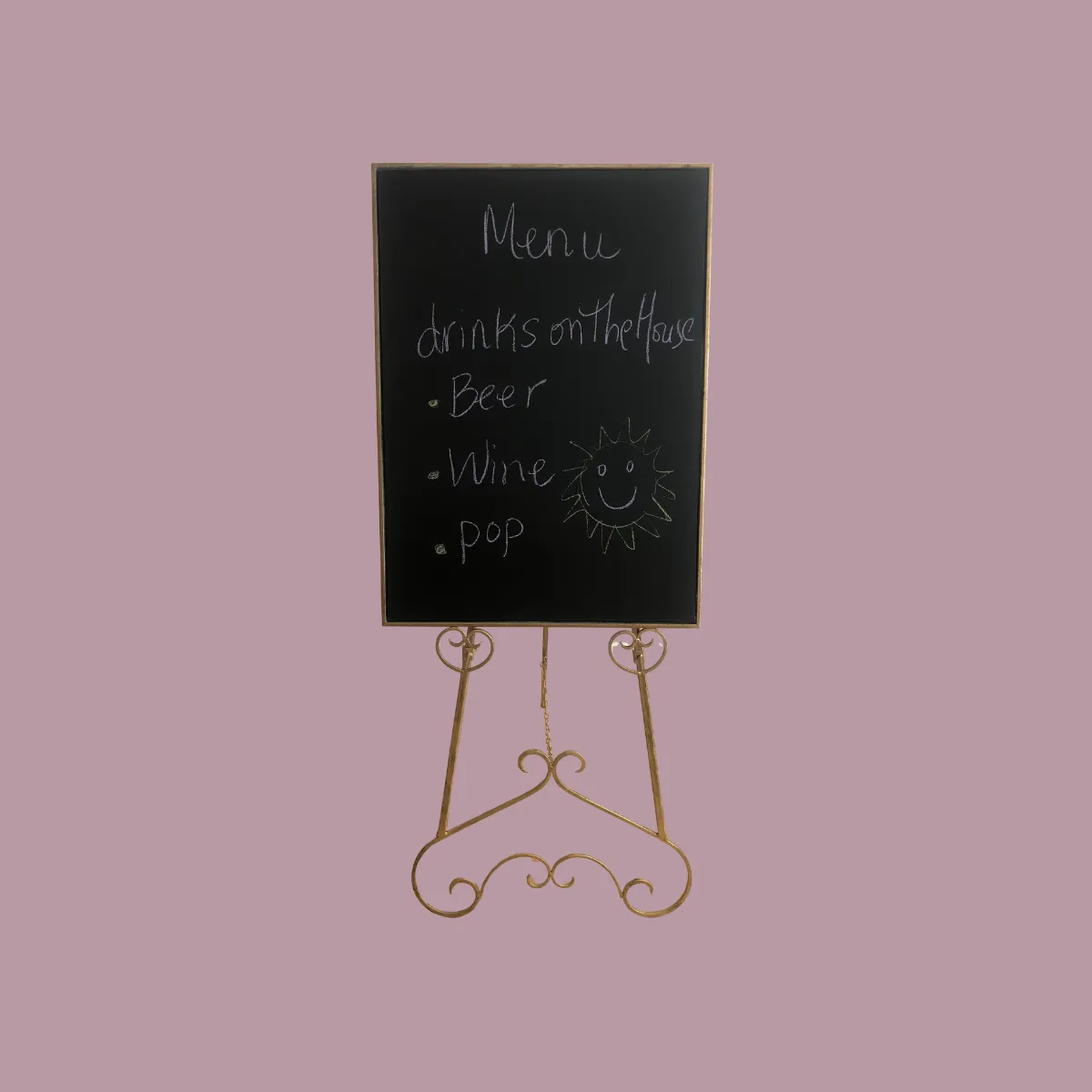 Black Chalkboard Welcome Sign with Gold Frame
