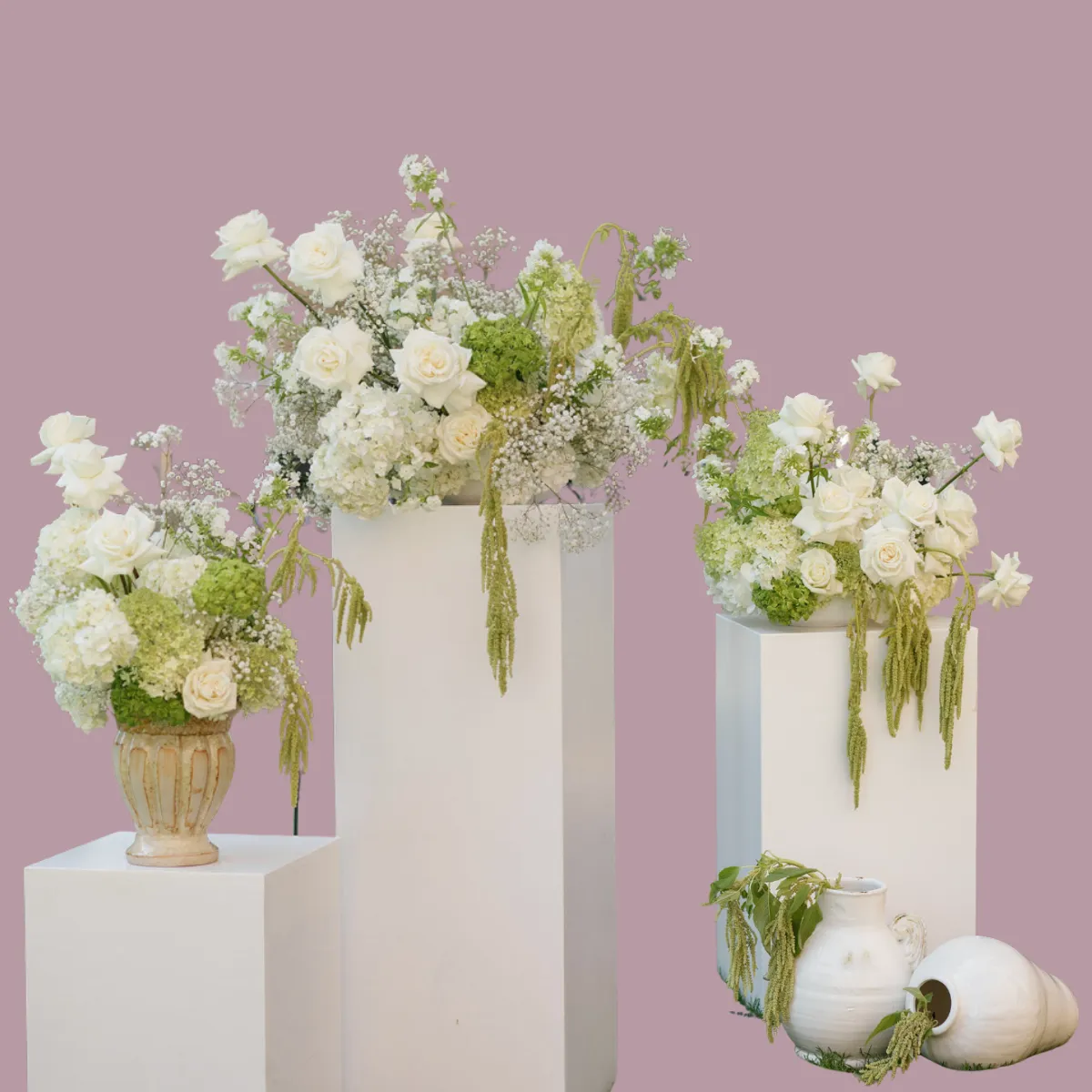 White Rectangular Wedding Ceremony Pillars