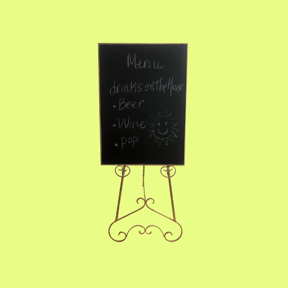 Black Chalkboard Welcome Sign with Gold Frame