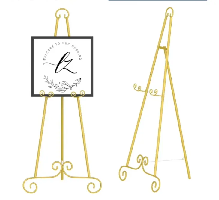Modern Gold Adjustable Floor Standing Display Easel
