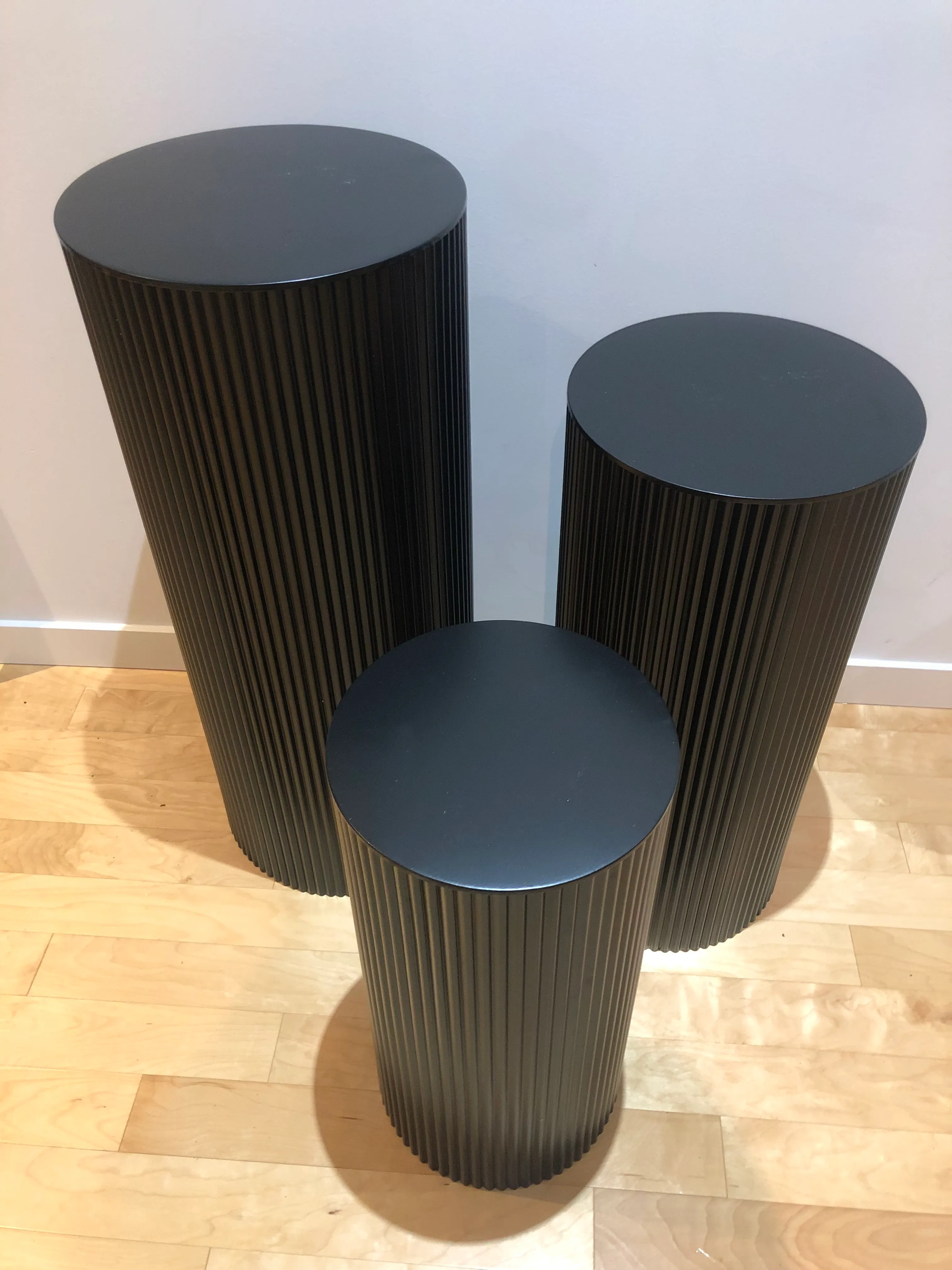 Black Ribbed Cylinder Event Pillars