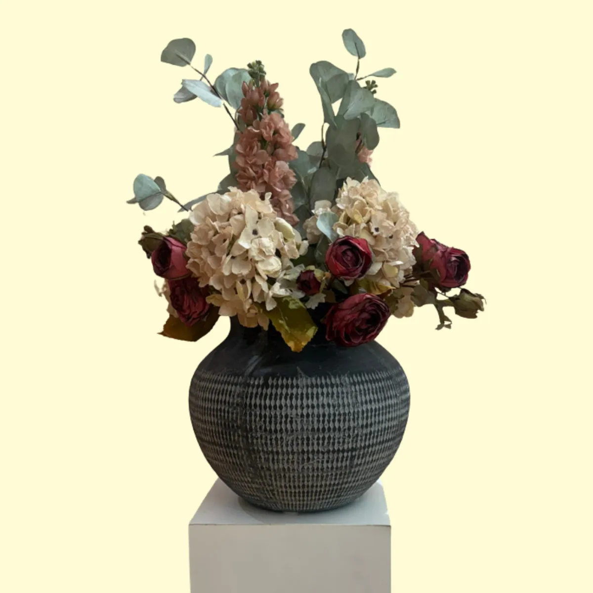 Black Textured Urn Vase
