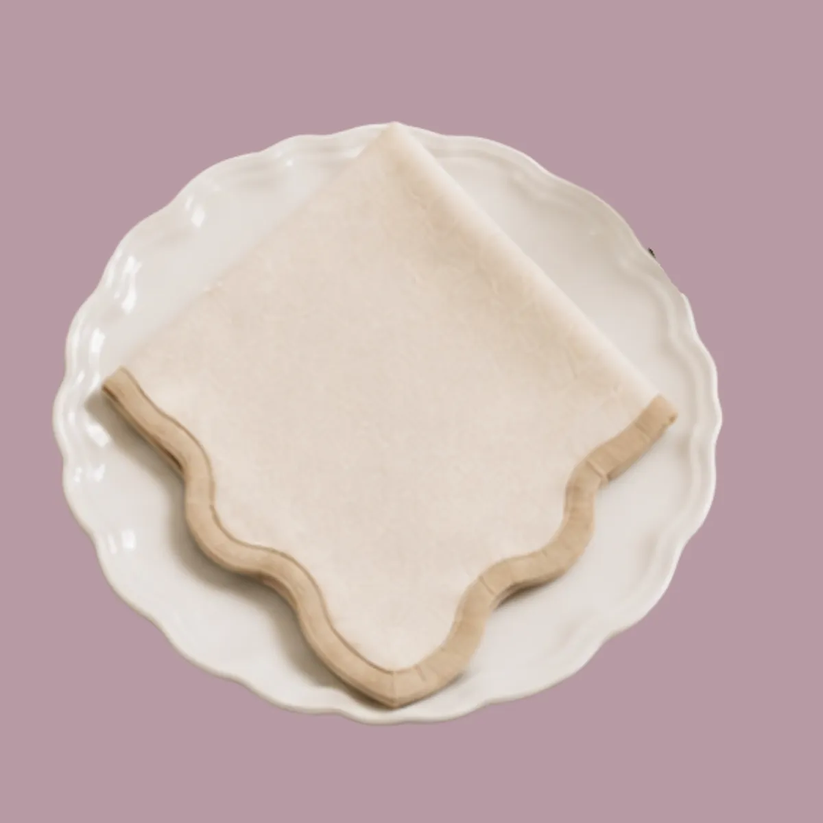 Oatmeal Ivory Scalloped Napkin