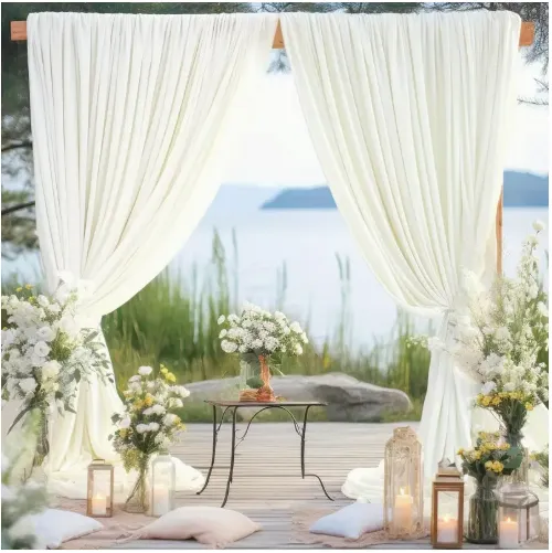 Ivory Fabric Drapes (2 curtains)