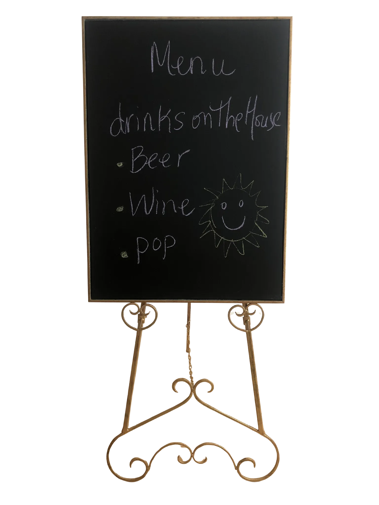 Black Chalkboard Welcome Sign with Gold Frame