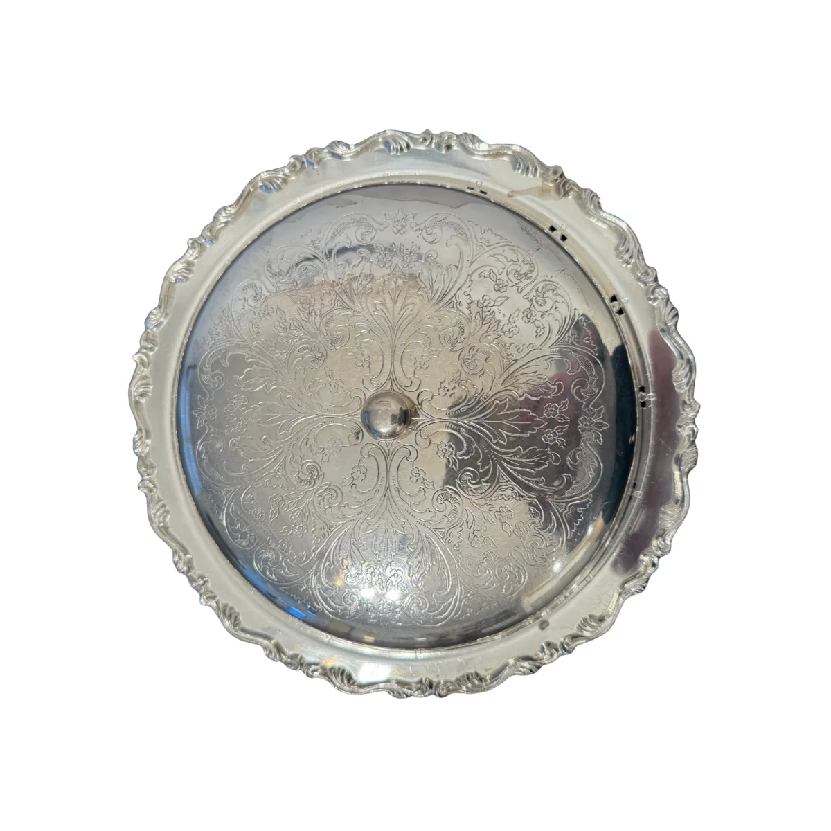 Round Victorian-Style Silver Serving Tray