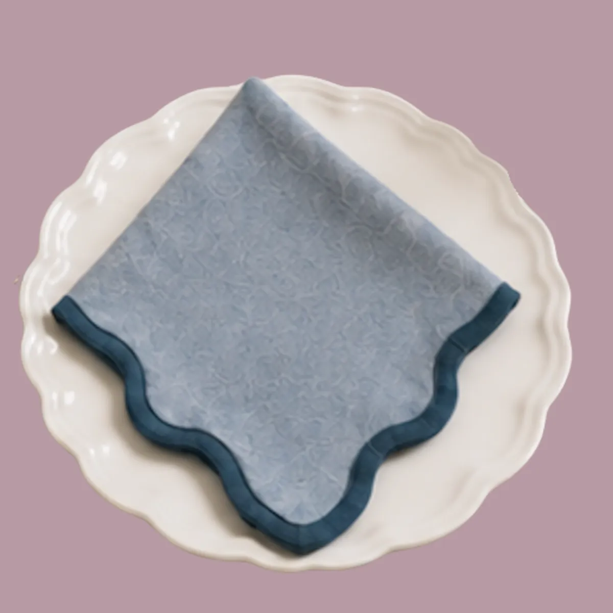 Dusty Blue Scalloped Napkin