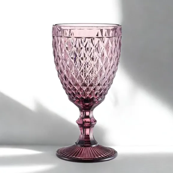 Diamond Cut Vintage Goblet Glasses